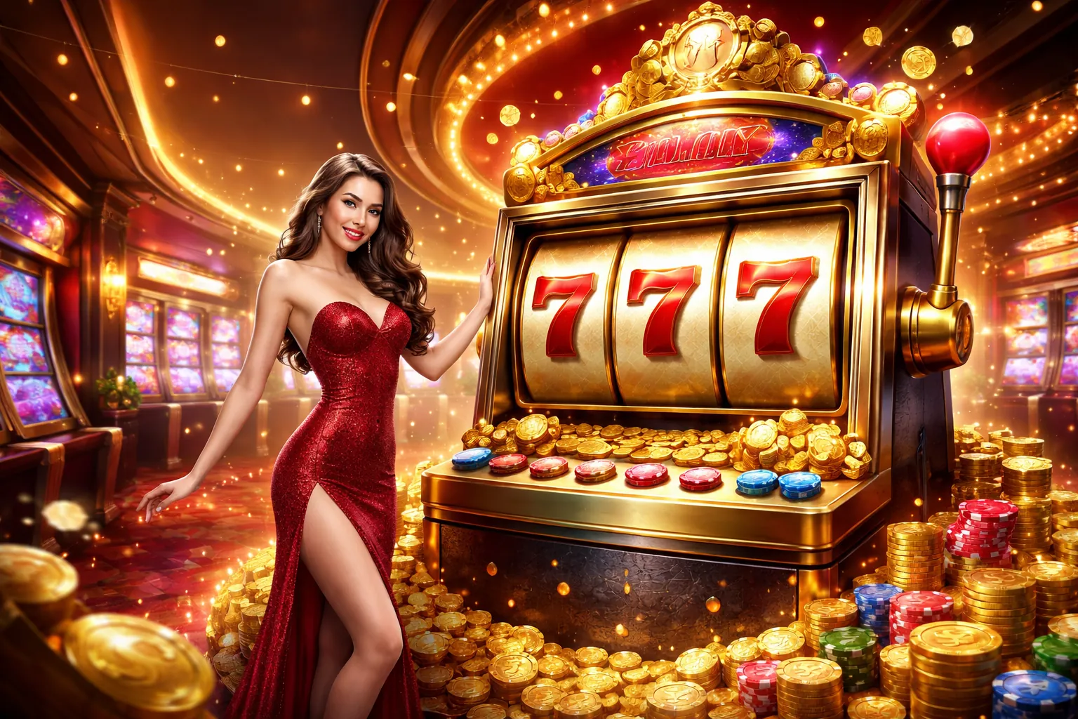 Hình ảnh chính trò chơi slot banca90 game bài với các biểu tượng may mắn và tiền thưởng lớn